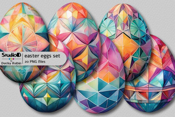 Download Watercolor Eggs Clipart Set - Geometric - Egg Collection