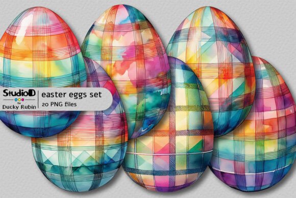 Download Watercolor Eggs Clipart Set - Plaid - Egg Collection