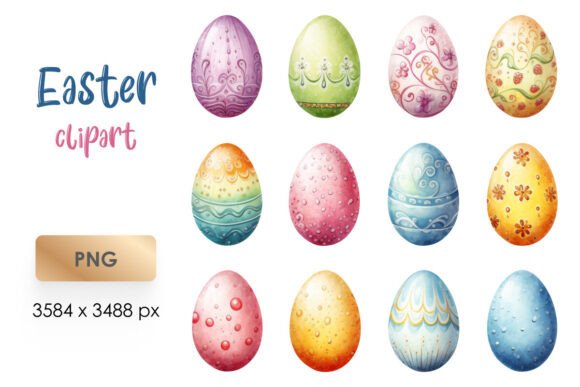 Download Watercolor Easter Eggs Clipart PNG - Egg Collection