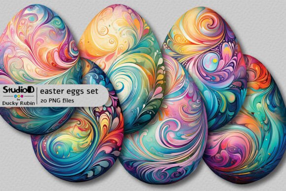 Download Watercolor Eggs Clipart Set - Swirls - Egg Collection