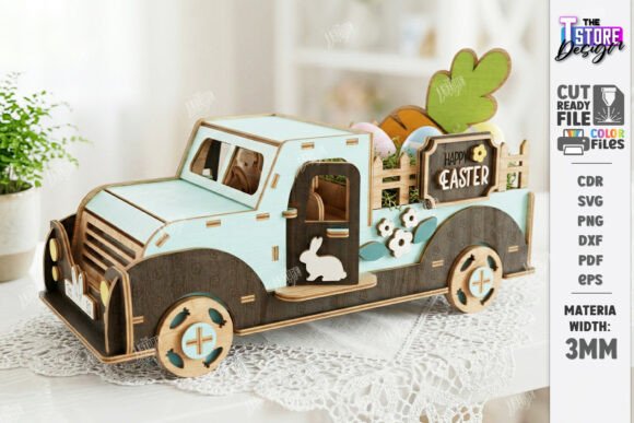 Download 3D Easter Truck with Eggs Laser Cut Svg - Egg Collection