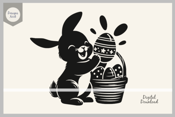 Download Bunny SVG, Bunny Holding Easter Eggs SVG - Egg Collection