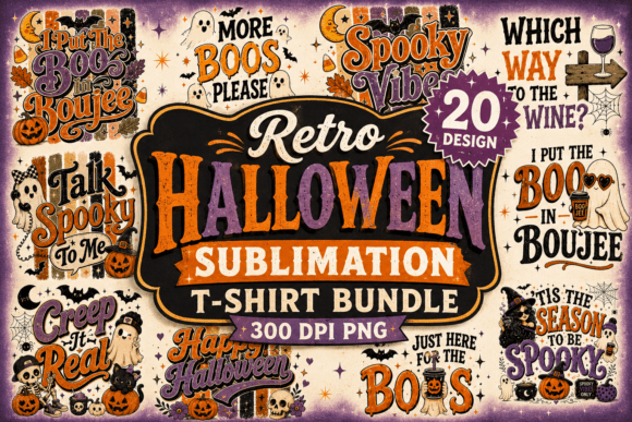 Download Retro Halloween PNG TShirt Design Bundle - Tshirt design Collection