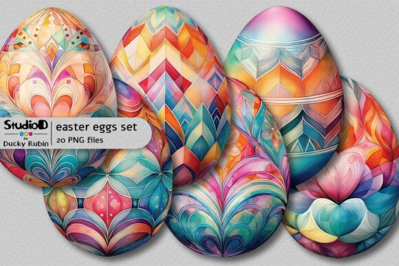 Download Decorated Watercolor Eggs Clipart Set - Egg Collection