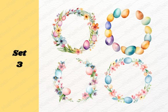 Download Watercolor Easter Egg Flower Frame Set - Egg Collection