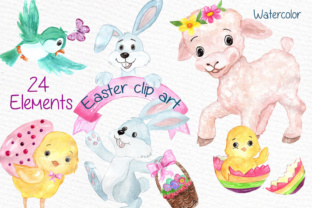 Download Watercolor Easter Kids Clipart Watercolor Lamb Clipart Easter Egss Easter Basket Flowers Clipart - Watercolor easter Collection