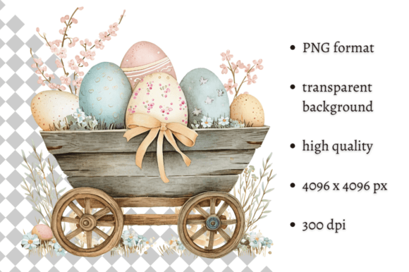 Download Watercolor Easter Eggs Wheelbarrow PNG - Egg Collection
