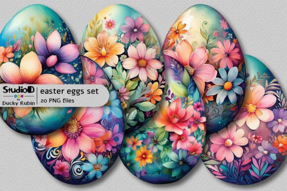 Download Watercolor Eggs Clipart Set - Floral - Egg Collection